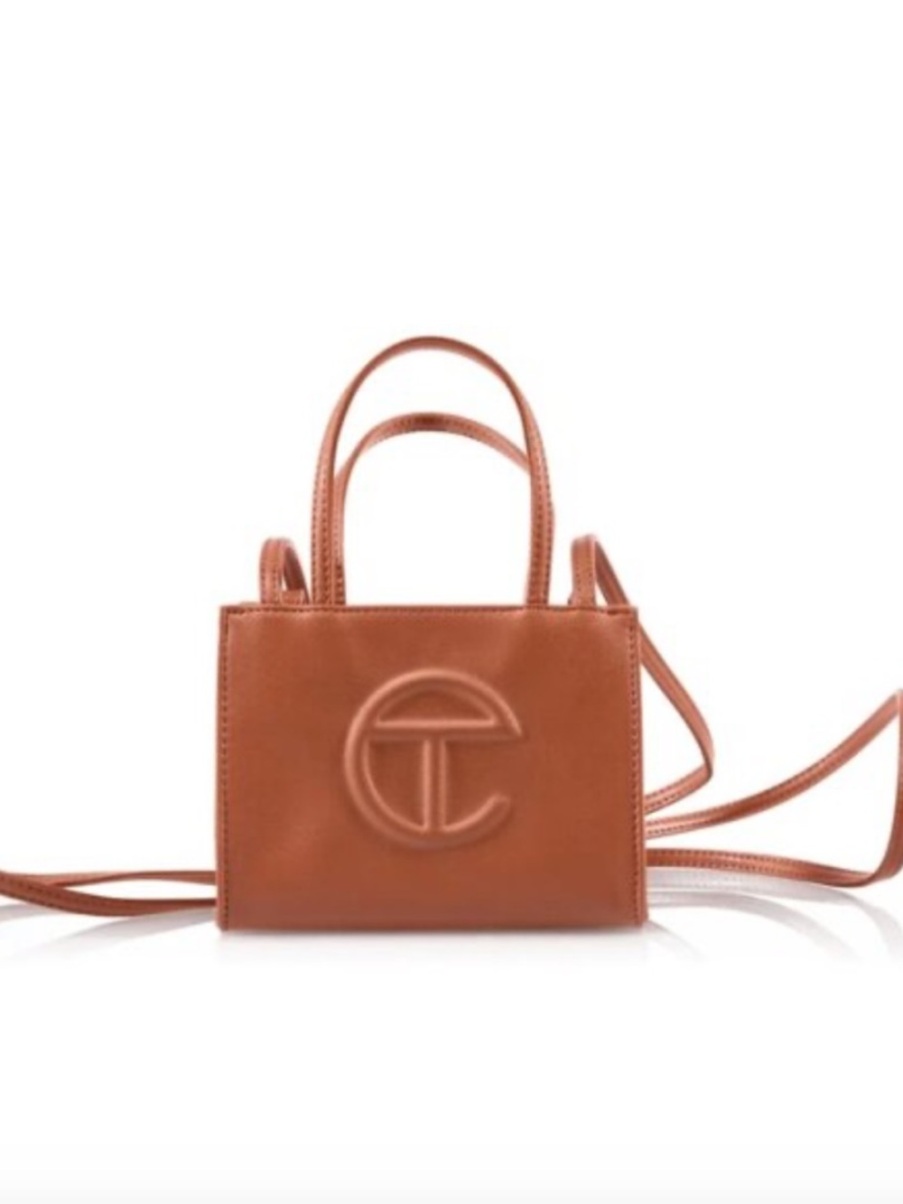 Telfar Small Shopping Bag Tan Vegan Leather Mini Tote Crossbody